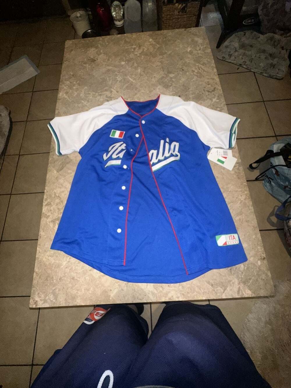 Hardcore Italians Italia Baseball Jersey Blue White Size S